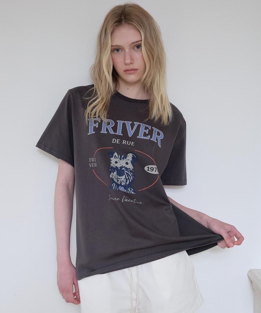 Футболка с логотипом 'Peulibeo07 Vacation Puppy' [Frsp08Ts17]_Угольный