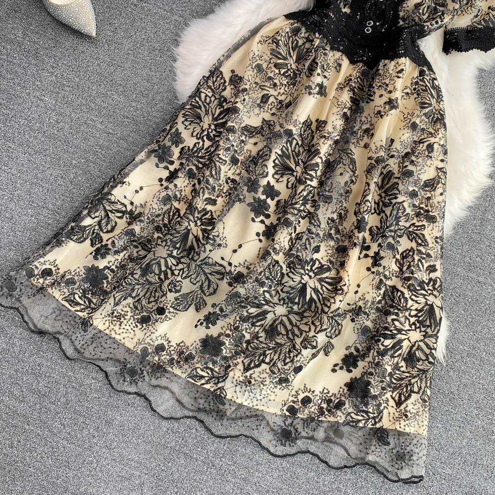 RUGOD Высококачественное сетчатое кружевное платье с v-образным вырезом для похудения и талии, элегантное темпераментное длинное платье с большими качелями