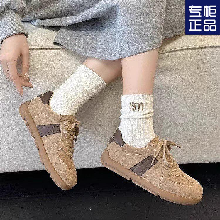 2024 осень новые немецкие тренировочные туфли ретро на плоской подошве повседневная спортивная женская обувь универсальная модная маленькая белая обувь на шнуровке женская обувь