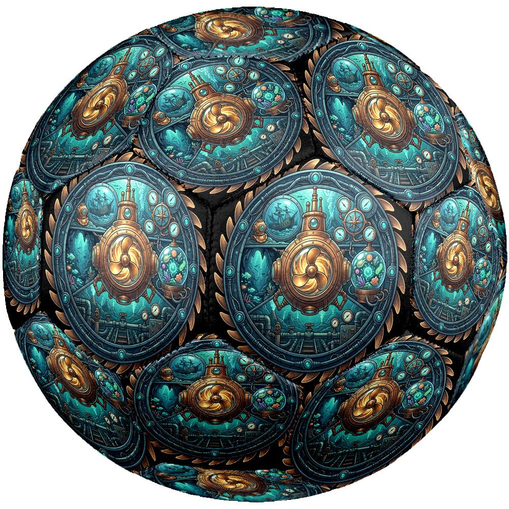 Steampunk Submarine Adventure Round Football Size 5 Adult Ball Suitable for Training Matches and Outdoor Team.