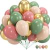 Набор из 24 латексных шаров, зеленые и розовые шары для свадебных вечеринок, церемоний помолвки, юбилеев