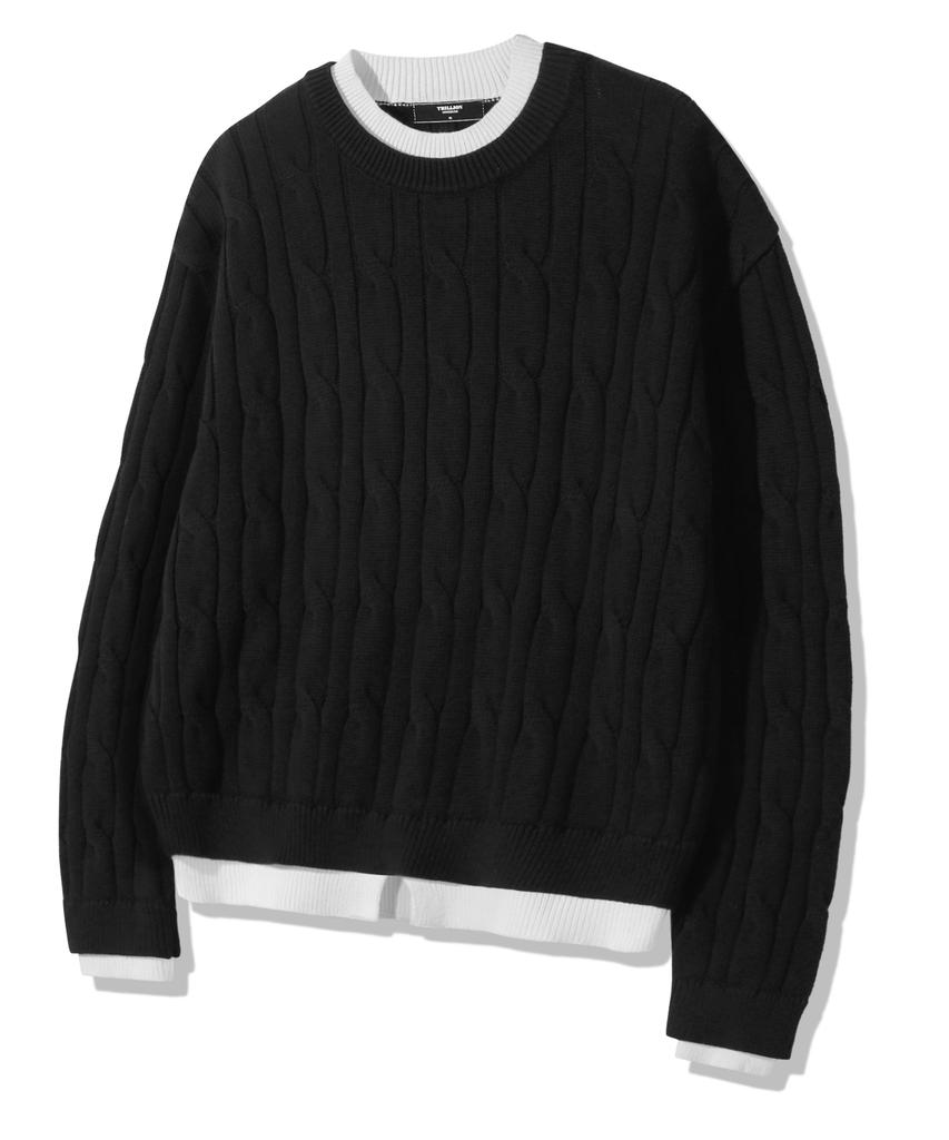 TRILLION Layered Cable Knit_Black
