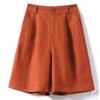 Summer Cotton and Linen Shorts for Women Loose High Waisted Wide Leg Pants Casual Versatile Solid Retro Straight Shorts