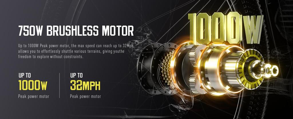 Электровелосипед FENGQS Q8 750 Вт Мотор 48 В 17,5 Ач Аккумулятор Шины 27,5*2,1" Максимальная скорость 50 км/ч Максимальный запас хода 85 км Механические дисковые тормоза