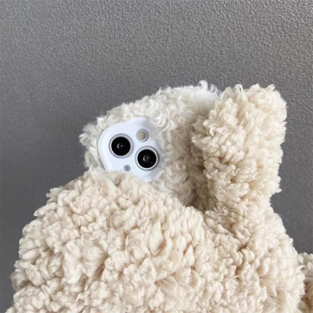 Осенне-зимние плюшевые перчатки для IPhone16promax для Apple 15 чехол для мобильного телефона 14plus силиконовые 13 модные мужские и женские