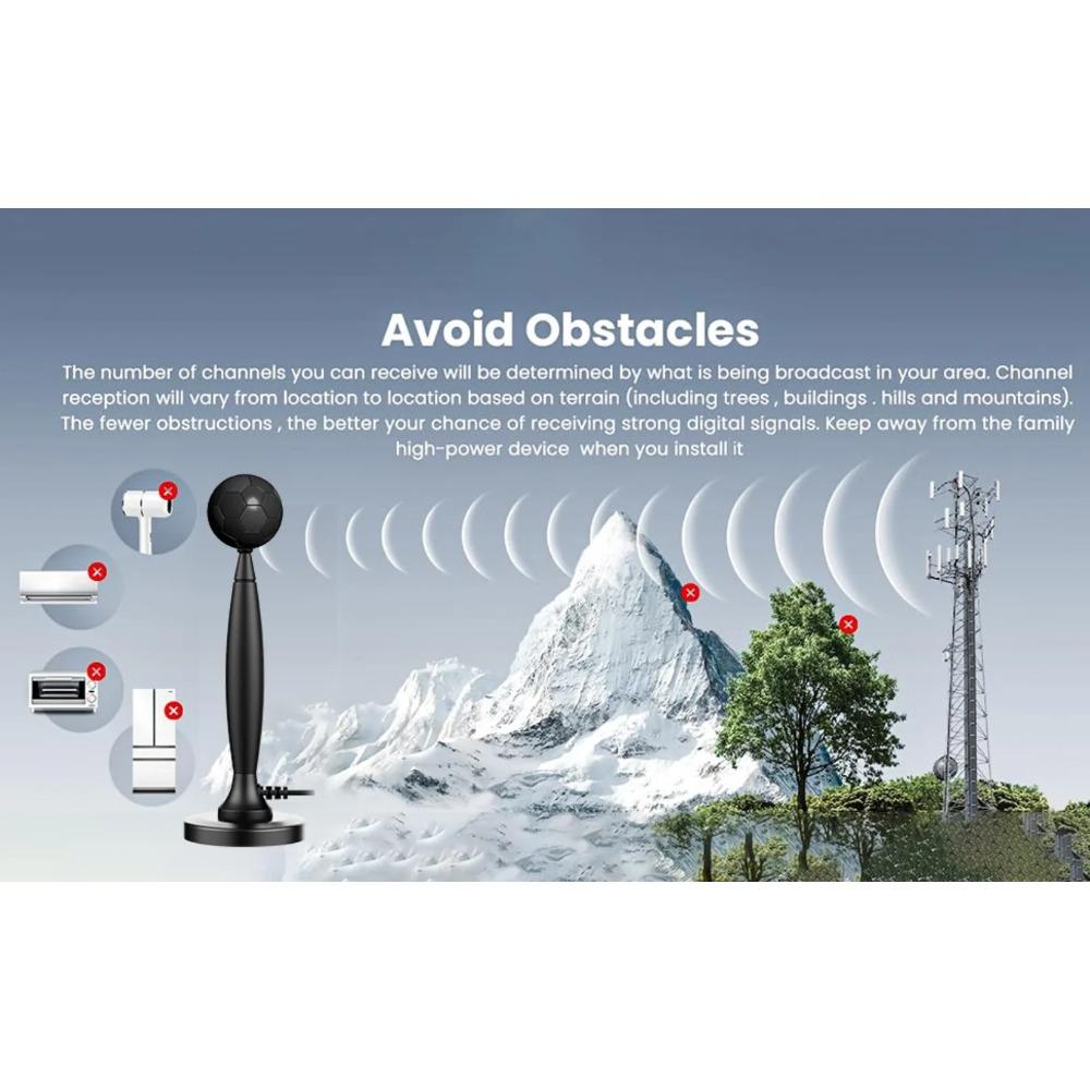 HDTV Digital Antenna for All Smart/Old TV with Amplifier Booster for Smart TV for Local Channels Indoor, Supports 4K 1080P DVB-T2