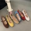 Fashion SUOJIALUN Autumn Women Flat Shoes Fashion Candy Color Ladies Round Toe Mary Jane Shoes Soft Sole Shallow Slip On Ballerinas Shoe
