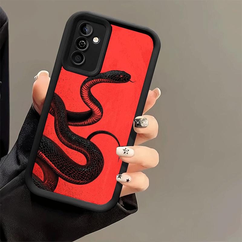 Чехол для телефона Samsung Galaxy S26 S25 Ultra S24 FE Черный Змеиный Рисунок Мягкий Силикон Funda S23 Plus S22 + S21 S20 5G