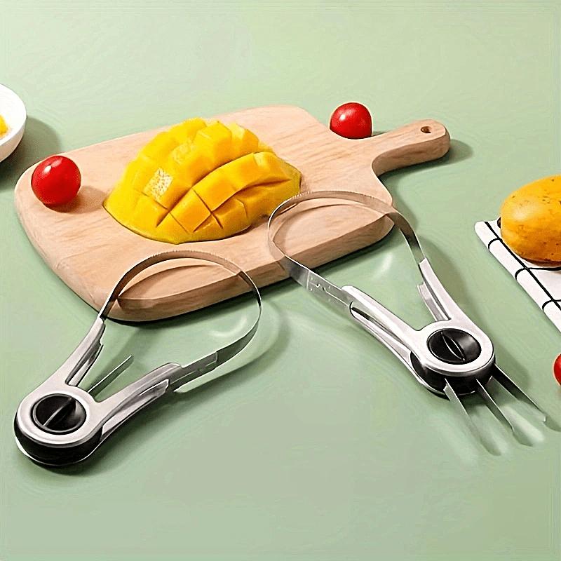 Mango Slicer Peeler Cutter Stainless Steel Mango Dicer Fruit Pitter Peeling Tool Kitchen Fruit Cutting Tool