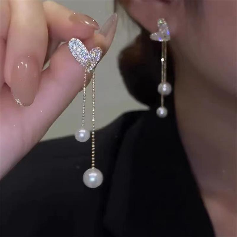 Новые модные позолоченные серьги-кисточки Love Pearl с подвесками для женщин и девушек, подарок, сладкие ювелирные изделия оптом