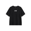Comfortable Soft Logo Print Ribbed Crew Neck Loose Short Sleeve T-Shirt Unisex Tops Black AHST723-6