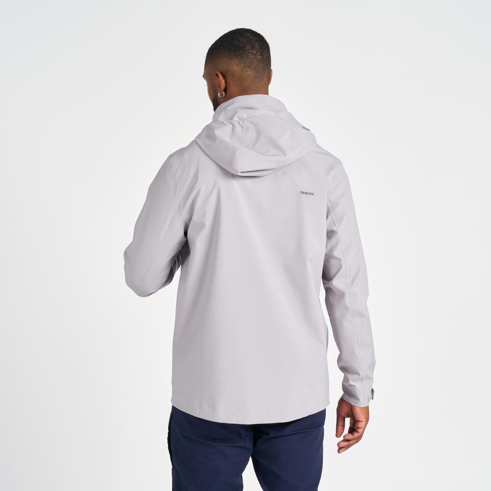 Decathlon TRIBORD SAILING 300 Однотонная дышащая водонепроницаемая ветрозащитная куртка на молнии мужская серебристо-серая
