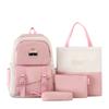 Four-Pieces Backpack Set Student Schoolbag Color Block Women's Large Capacity Backpack Campus Backpack