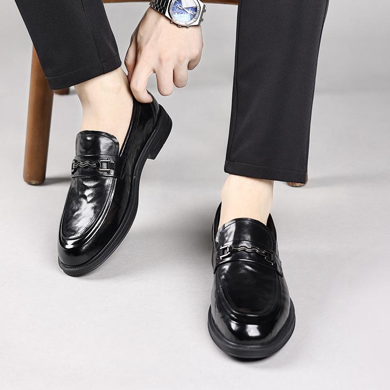 Мужские туфли на каблуках, повседневные, модные, мужские, вечерние, черные, кожаные, мокасины, Sapato Social Masculino, итальянская обувь для мужчин