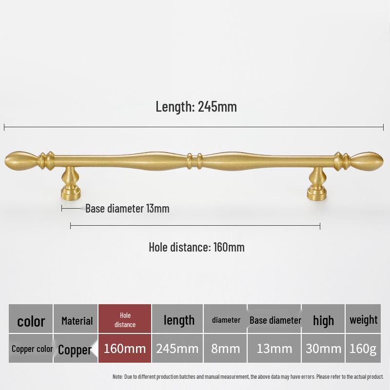 Solid Brass French Gold Cabinet Handle for Kitchen, Wardrobe, or Wine Cabinet