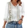 Women's T Shirt Print 3/4 Sleeve Daily Weekend Fashion Basic V- Neck Regular Top