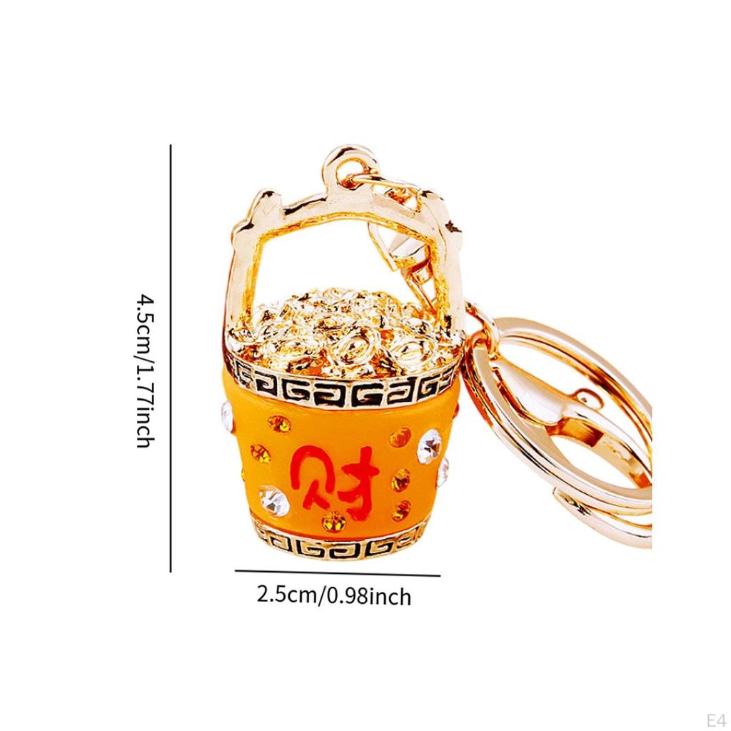 Feng Shui Bucket of Good Fortune Keychain Yuan Bao Amulet Keychain,Creative,Harmony Porsperity Bag