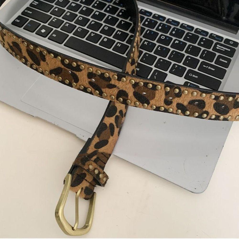 Designer Leopard Print Belt Gothic Women's Waist Belt Fashion Rivet Waist Belt Spicy Girls
