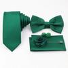 Мужской комплект галстуков из 5 предметов, шалфейный зеленый, галстук-бабочка из полиэстера, брошь-запонка, для костюма жениха, свадебной вечеринки,