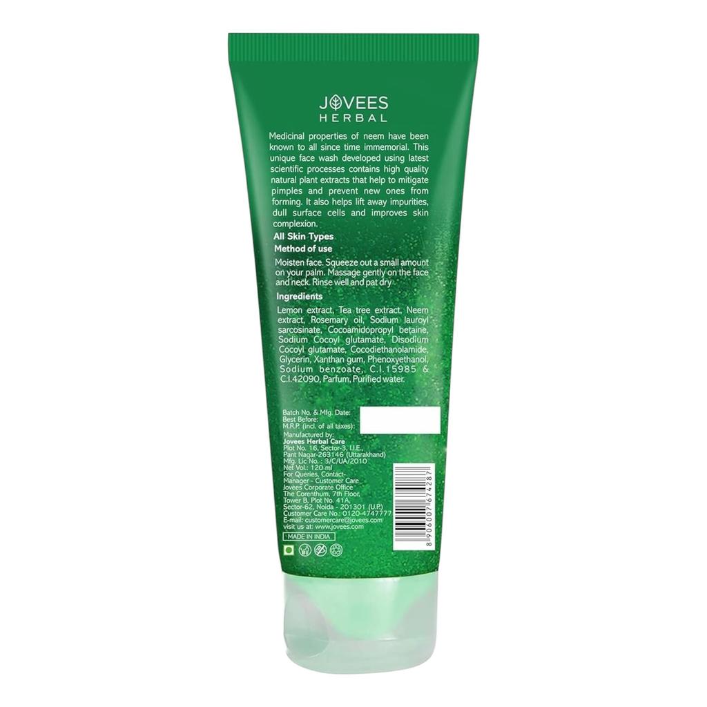Jovees Травяная пенка для умывания с нимом для жирной и склонной к акне кожи | Мягкое средство для контроля жирности для чистой кожи без прыщей и удаления пигментных пятен 50 мл
