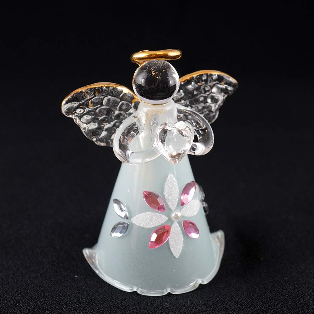 Fourcart Cute Handmade Glass Little Prima Angel Bells (Set of 6), Blue