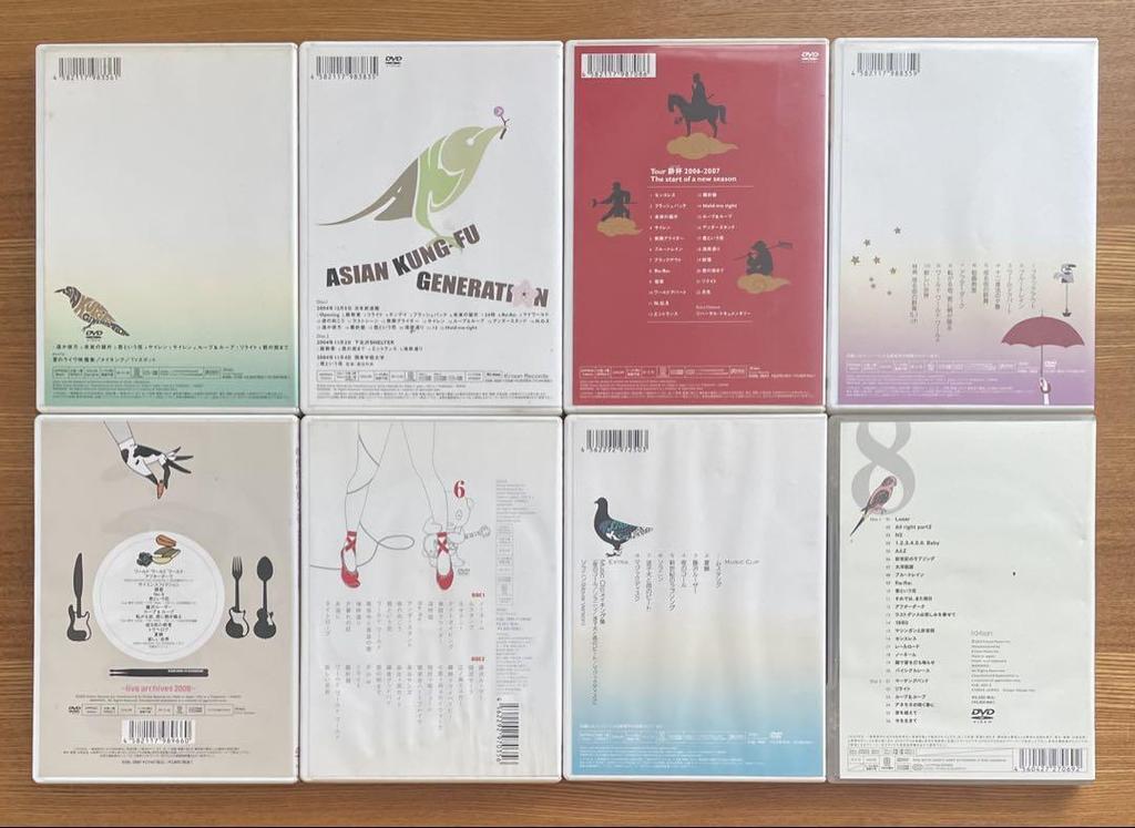[USED] Asian Kung Fu Generation Video Collection Volumes 1-8 DVD Set of 8