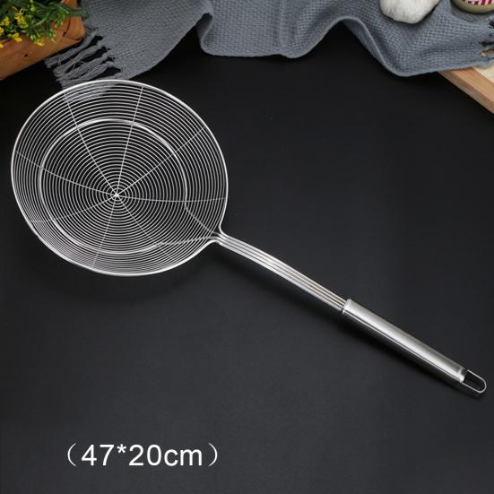 Дуршлаг с длинной ручкой, круглый пищевой фильтр из нержавеющей стали, жареный сетчатый фильтр