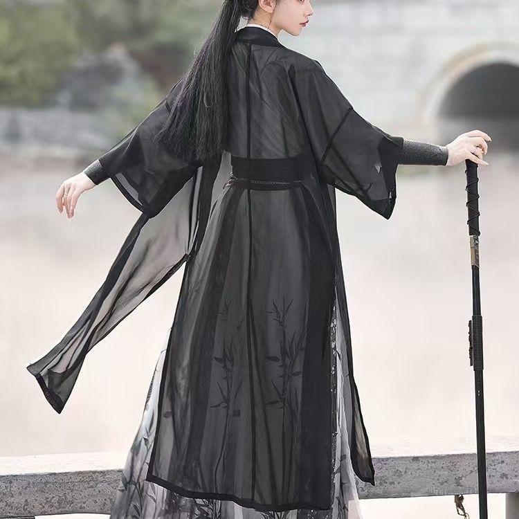 Chinese Song Dynasty Style Hanfu Embroidered Ink Print Pattern Daily Set