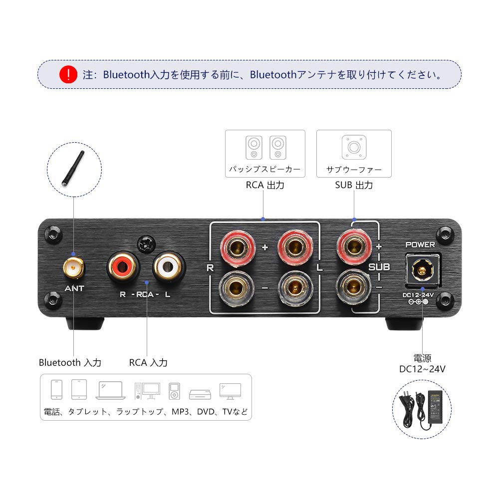 AIYIMA A03 TPA3116 сабвуфер Bluetooth усилитель HiFi TPA3116D2-канальный цифровой аудиоусилитель 2.1 50 Вт2+100 Вт DC12-24 В