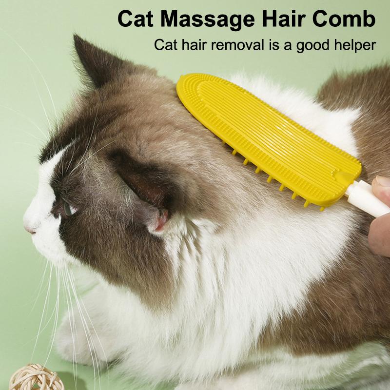 Инструмент для удаления шерсти у кошек Средство для удаления шерсти у кошек Двусторонняя расческа для ухода за шерстью у кошек Массажная щетка для вычесывания шерсти Товары для животных