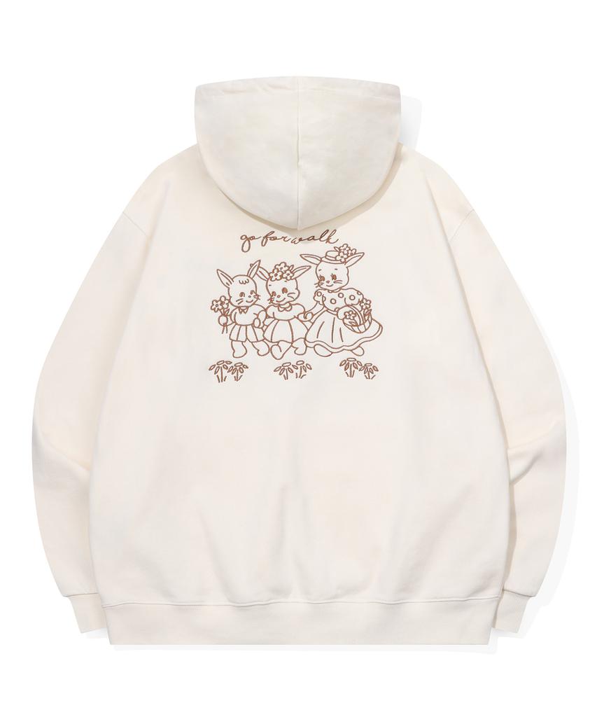 Худи с вышивкой 'Цветущий кролик' Кремовый