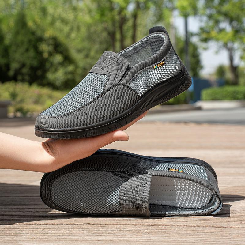 Легкие дышащие мужские слипоны | Амортизирующий комфорт, прочные для рыбалки на открытом воздухе, прогулок в парке и летней повседневной носки - Черный