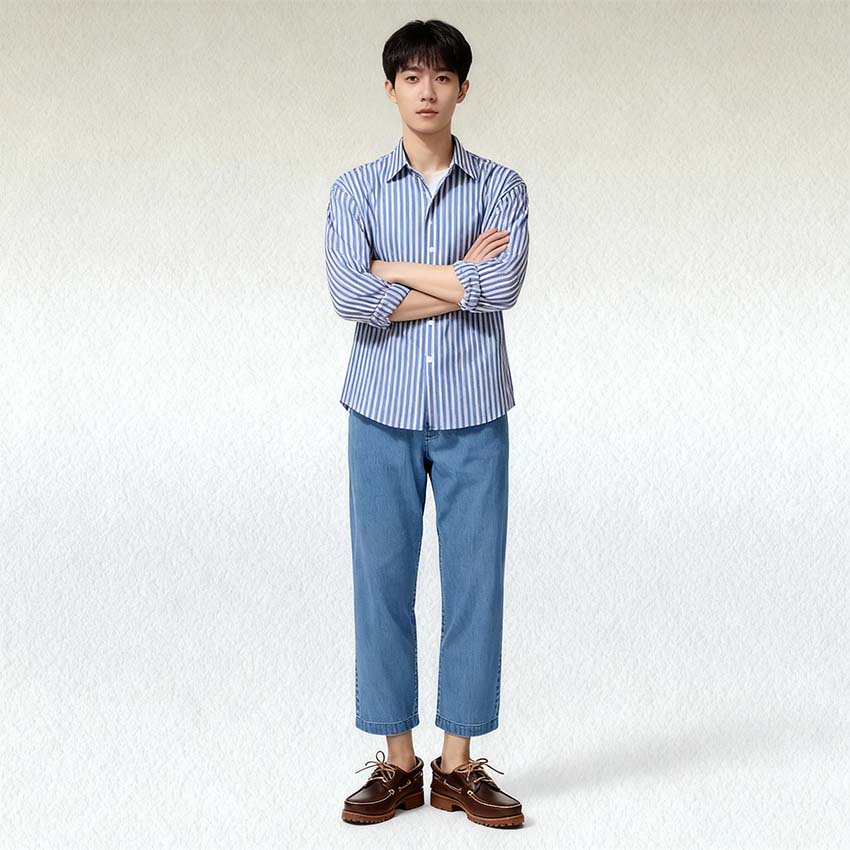 Uniqlo Однотонные зауженные укороченные свободные джинсы женские низ 478995-65
