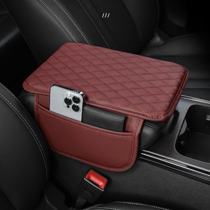 1pc Premium PU Leather Car Armrest Pad with Handy Storage Bag - Elevated Comfort, Universal Fit, Ideal for All Seasons, Enhances Car Interior
