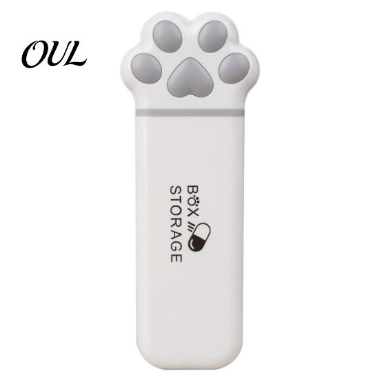 Leak-proof Pill Box Portable Box, Cute Cat Paw Design, with Sealed Buckle Lid, Moisture-Proof Macaron Color Case 3 Compartment Organizer, Medicine