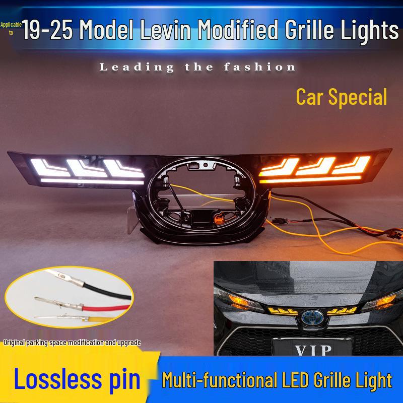 Светодиодная подсветка передней решетки для Toyota Levin 19-25: Модификация последовательных поворотников и дневных ходовых огней