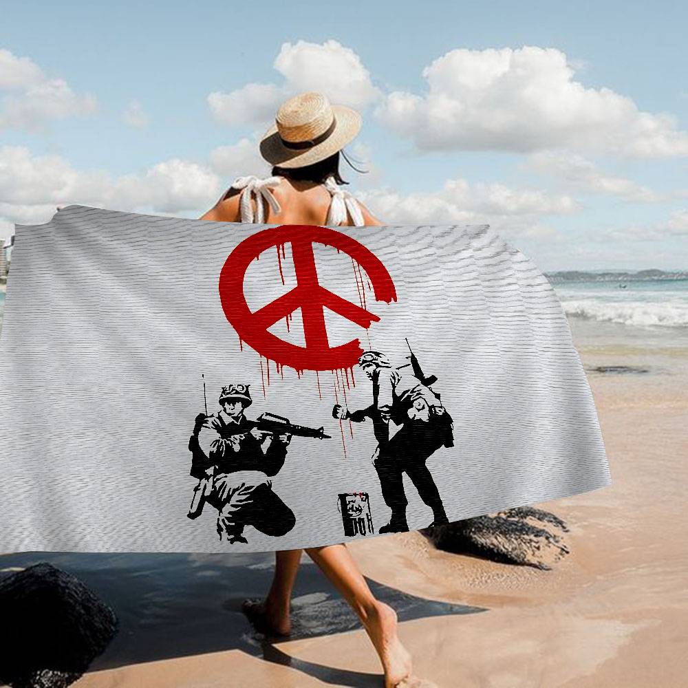 Artist Banksy Microfiber Beach Towel Absorbent Quick Dry Soft Yoga Swimming Resort Mountain Climbing Towel