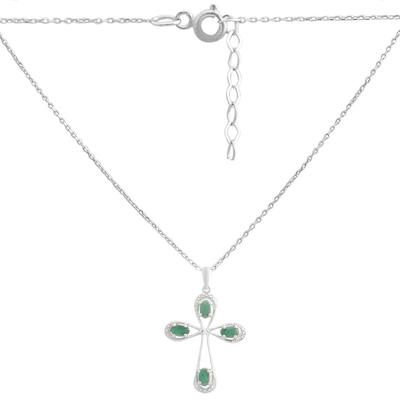 Серебряное колье с натуральным изумрудом 0.879ct, вес изделия 3,89 гр (2167655)