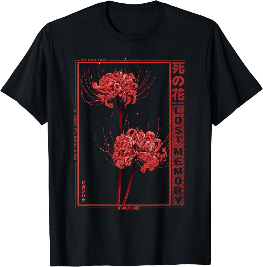 Japanese Spider Lily Soft Grunge Anime Aesthetic Flower TShirt Aesthetics Cosas Clothing Shirts for Women Ropa De Mujer