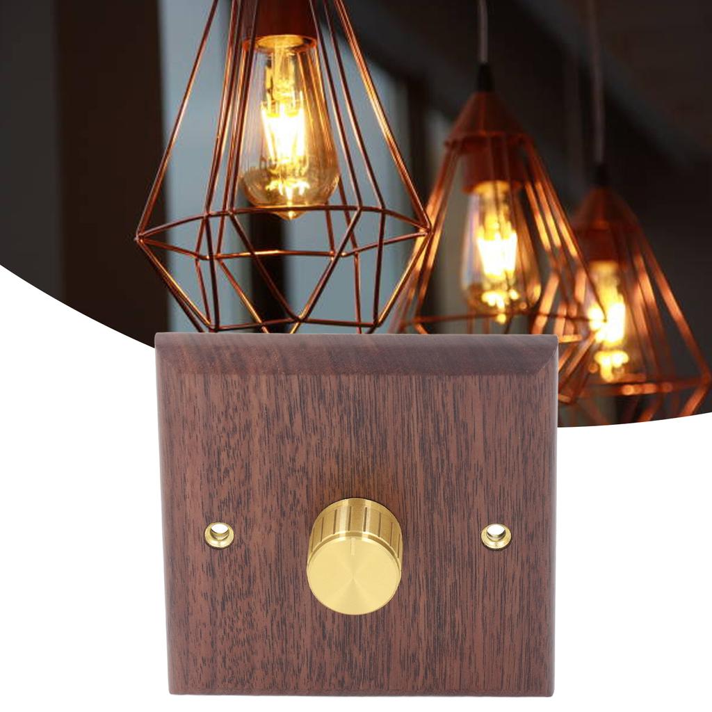 Диммер с латунной ручкой, черный орех, поворотный выключатель для домашнего освещения 200‑