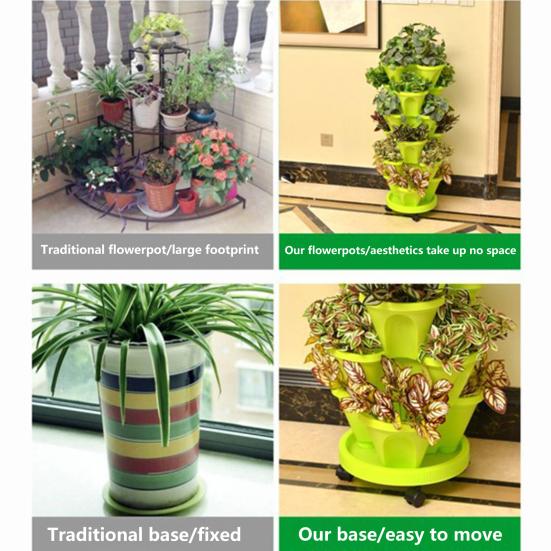 1 комплект садового горшка с колесиками, штабелируемый многослойный садовый горшок для клубники и трав, хозяйственные товары