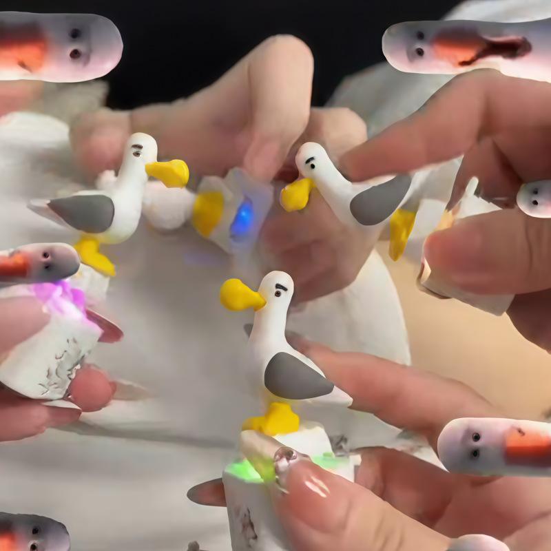 Creative Seagull Bird Keychain Luminous Sound Button Clicker Fidget Stress Relief Type-C Rechargeable Gift