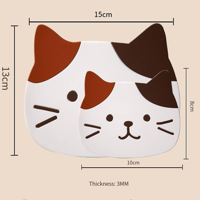 Non-slip Hot Drink Insulated Pad New Cartoon Cat Shaped Tea Mat Cup Holder Mat Coffee Coaster Stand Kitchen Accessories