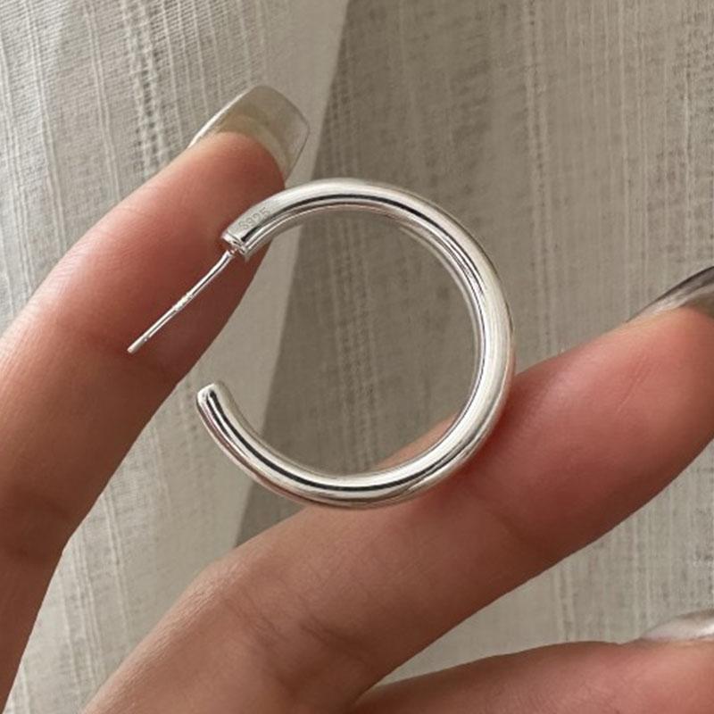925 Sterling Silver Vintage Earrings For Women Trendy Simple Round Shape Earring Jewelry Prevent Allergy Party Accessories