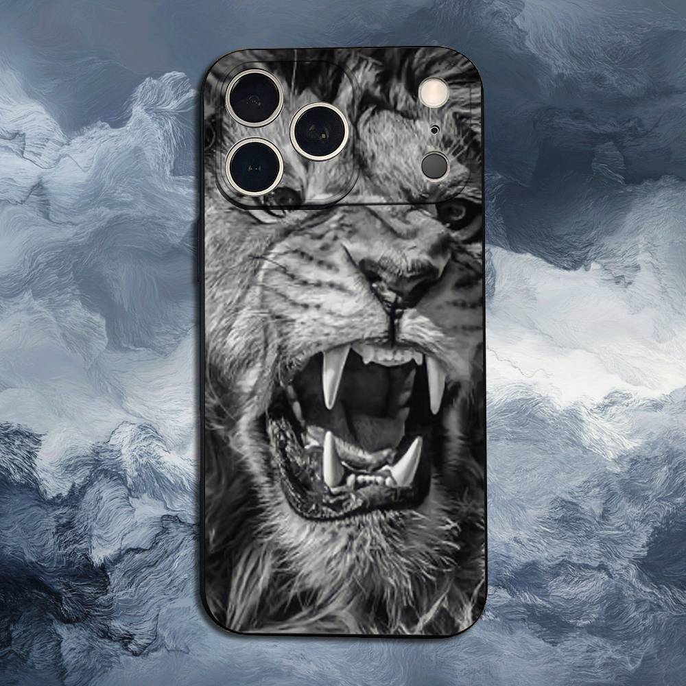 Чехол для телефона с изображением животного, тигра, льва, для iPhone 15, 14, 13, 17, 16, 12, 11, Plus, Pro Max, XS, X, Mini, 8, 7, XR, SE, Мягкий силикон, Черный