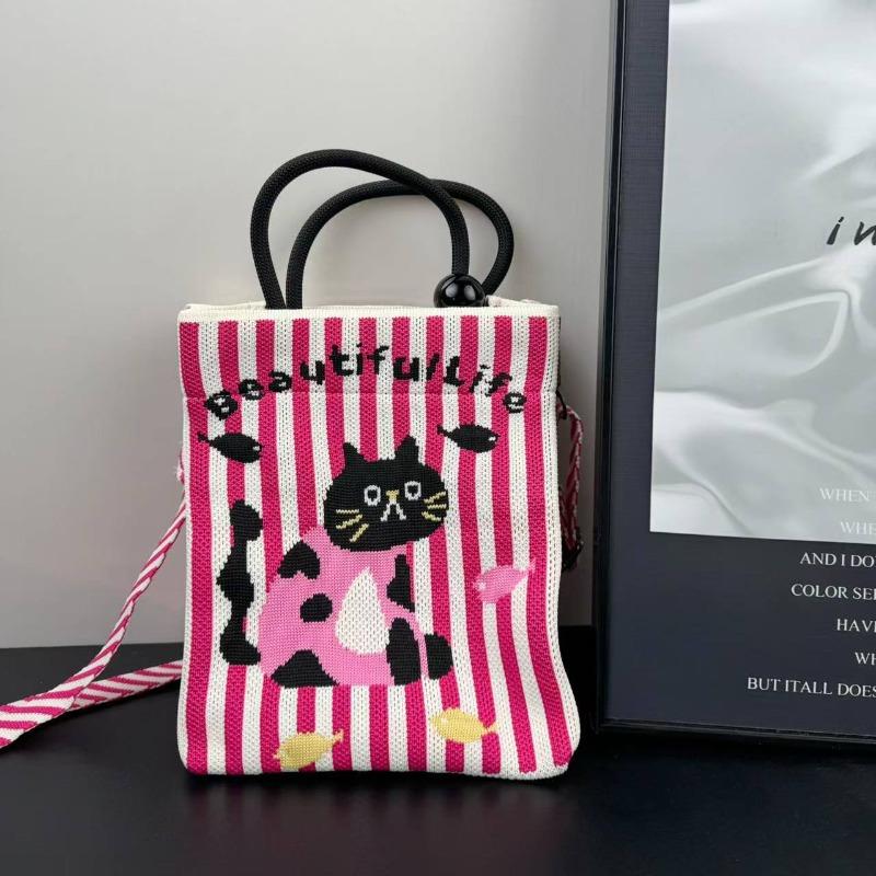 Маленькая квадратная сумка женская сумочка нишевый дизайн новая мультяшная вязаная сумка для мобильного телефона универсальная дорожная на плечо сумка-мессенджер