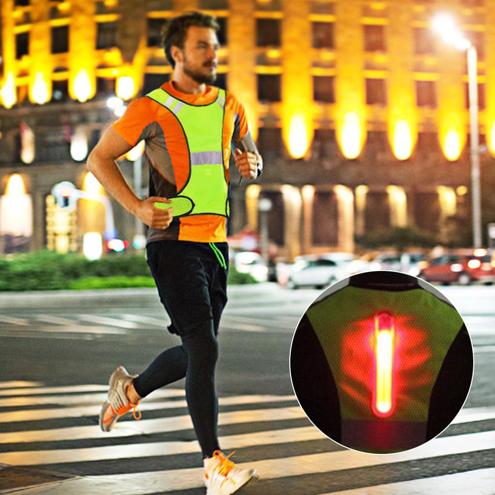 Светоотражающий жилет безопасности для улицы со светодиодной подсветкой, высокая видимость для бега в ночное время, велоспорт, желтый