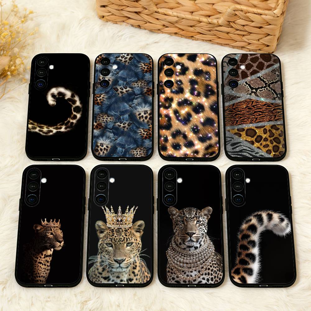 L-Luxury F-Fashion Чехол для телефона с леопардовым принтом Для Samsung A73,A21s,A22,A31,A32,A52,A53,A71,A80,Мягкий черный корпус
