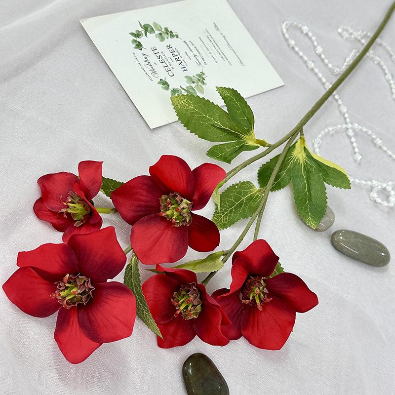 Букет искусственных цветов морозника, поддельные цветы рождественской розы, пластиковая цветочная композиция для свадьбы и помолвки, искусственные растения для домашнего декора