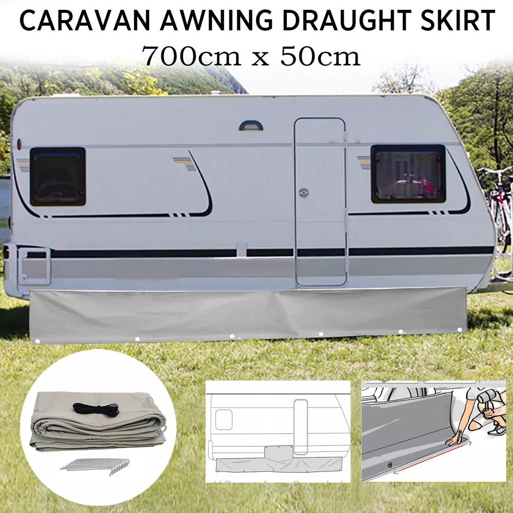 RV Awning Draught Skirt Length 700 X 50cm Deep with Wheel Arch Covers Suckers Draft Accessories for Caravan Motorhome Campervan